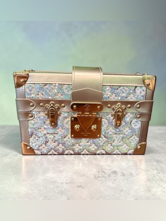 Louis Vuitton Handbags - Louis Vuitton Petite Malle Sequin Monogram Silver — Entrupy Authenticated